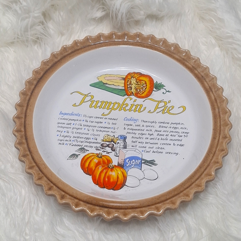 Pumpkin pie plate with recipe Made in Japan